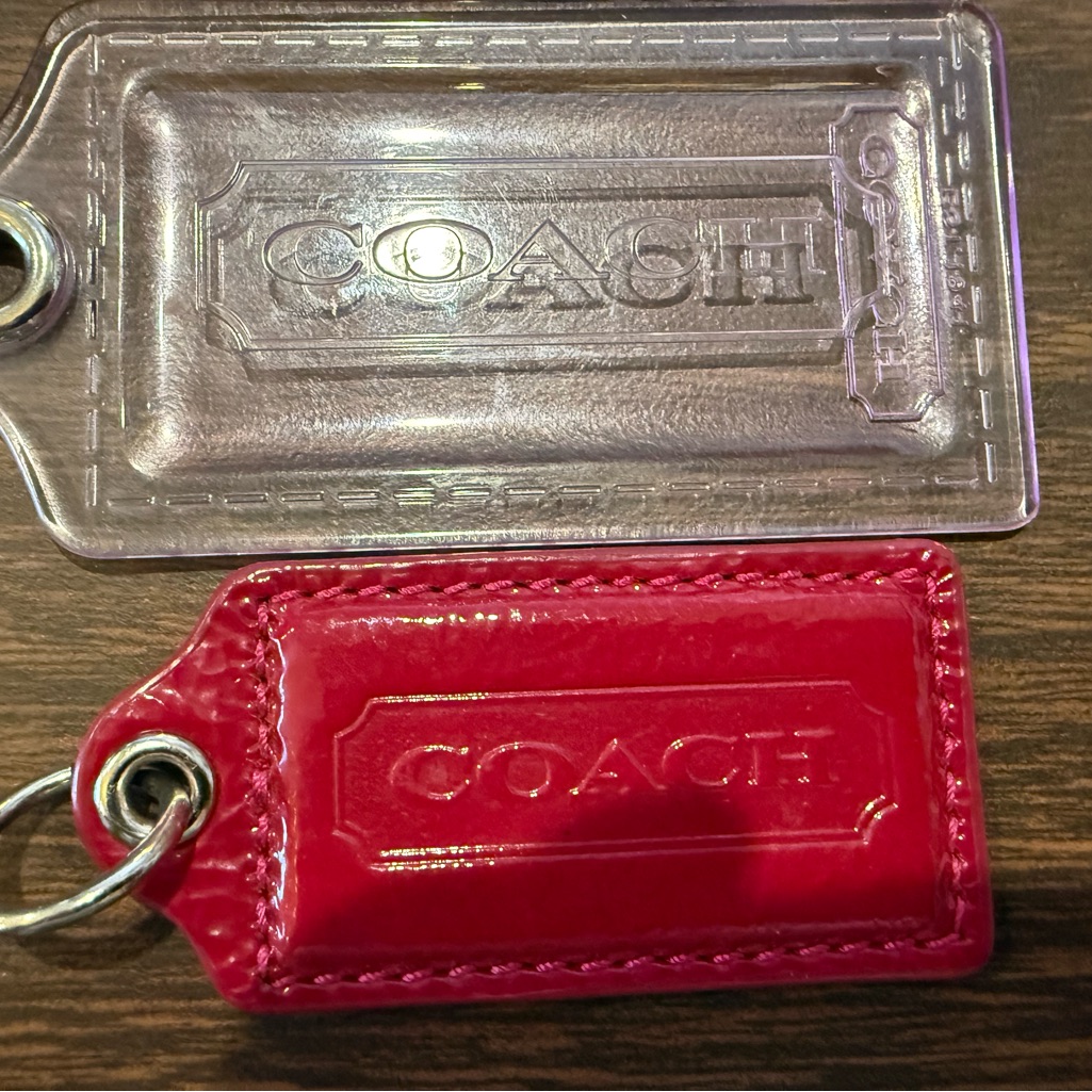 Coach Hang Tag Bundle Poppy Clear Tag And Red With Pink Stitching Tag